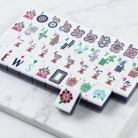 Board Game Traditional Games 160PCS American Mahjong Set 4-Layer Wood Grain Acrylic Tiles w/ Jokers