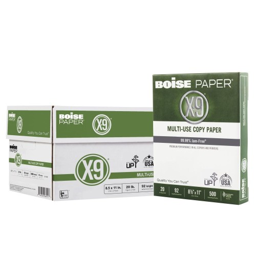 Boise X-9 Multi-Use Letter Copy Paper 8.5 x 11 Case 10 Reams (5000 Sheets)