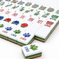 Board Game Traditional Games 160PCS American Mahjong Set 4-Layer Wood Grain Acrylic Tiles w/ Jokers