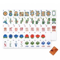 Board Game Traditional Games 160PCS American Mahjong Set 4-Layer Wood Grain Acrylic Tiles w/ Jokers