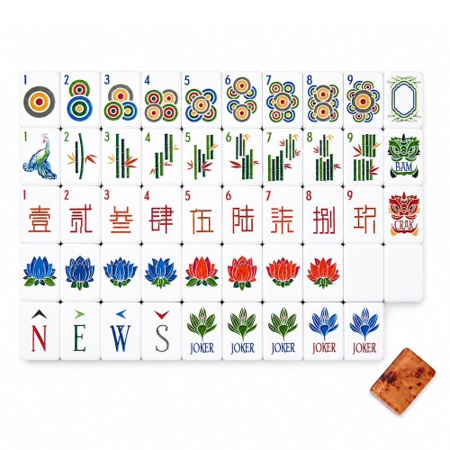 Board Game Traditional Games 160PCS American Mahjong Set 4-Layer Wood Grain Acrylic Tiles w/ Jokers