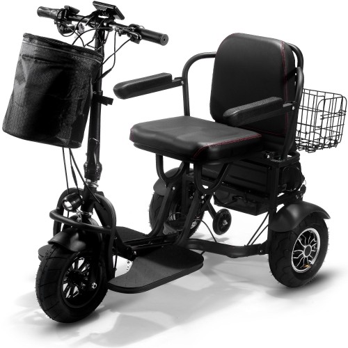 MotoTec Trike 48V 1000W Folding Black Mobility Trike Dual Motor
